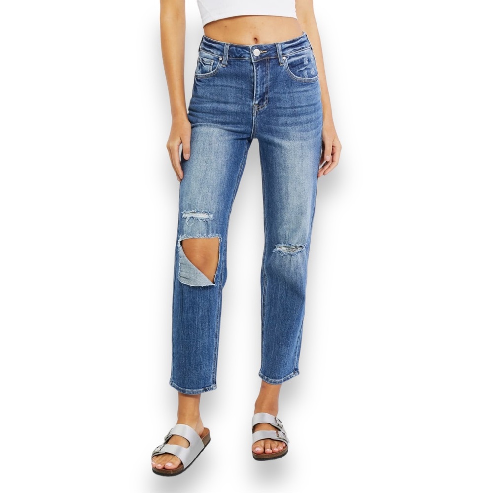 NEW RISEN Emily High Rise Relaxed Straight Leg Jeans